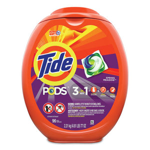 Detergent Pods, Spring Meadow, 96-tub, 4 Tubs-carton