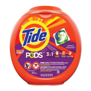 Detergent Pods, Spring Meadow, 96-tub, 4 Tubs-carton