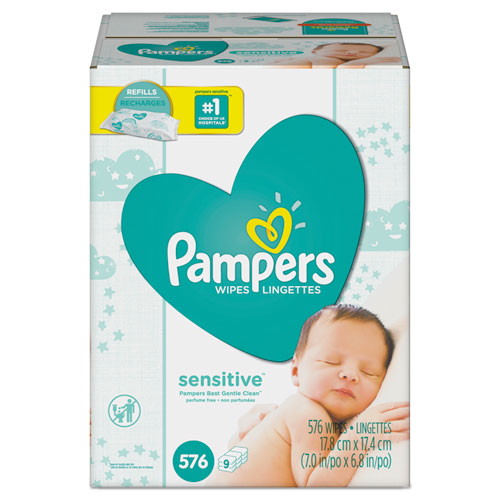 ESPGC88529CT - Sensitive Baby Wipes, White, Cotton, Unscented, 64-pack, 9 Pack-carton