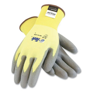G-tek Kev Cut-resistant Seamless-knit Gloves, Medium (size 8), Yellow-gray, 12 Pairs