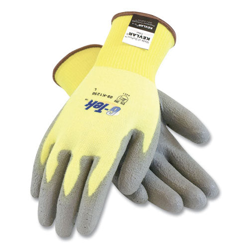 G-tek Kev Cut-resistant Seamless-knit Gloves, X-large (size 10), Yellow-gray, 12 Pairs