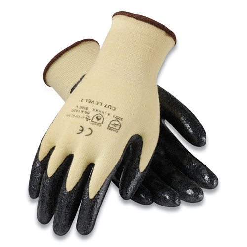 Kev Seamless Knit Kevlar Gloves, Small, Yellow-black, 12 Pairs
