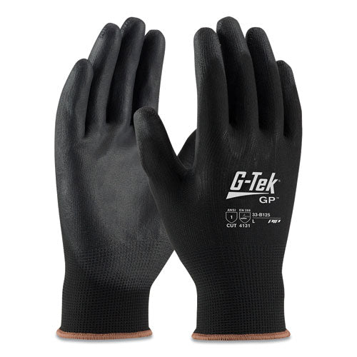 Gp Polyurethane-coated Nylon Gloves, X-large, Black, 12 Pairs