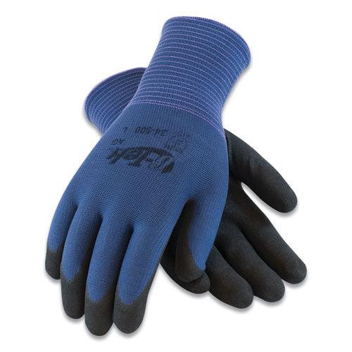 Gp Nitrile-coated Nylon Gloves, Small, Blue-black, 12 Pairs