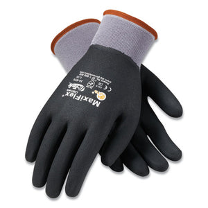 Ultimate Seamless Knit Nylon Gloves, Nitrile Coated Microfoam Grip On Full Hand, Medium, Gray, 12 Pairs