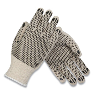 Pvc-dotted Cotton-polyester Work Gloves, Small, Gray-black, 12 Pairs