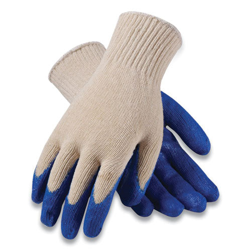 Seamless Knit Cotton-polyester Gloves, Regular Grade, Large, White-blue, 12 Pairs