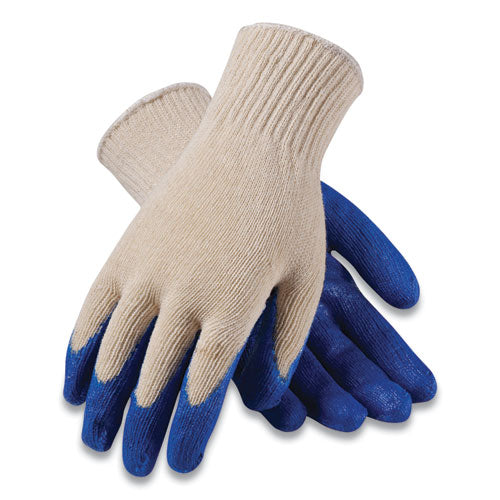 Seamless Knit Cotton-polyester Gloves, Regular Grade, X-large, White-blue, 12 Pairs