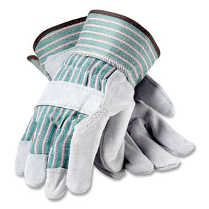 Bronze Series Leather-fabric Work Gloves, X-large (size 10), Gray-green, 12 Pairs