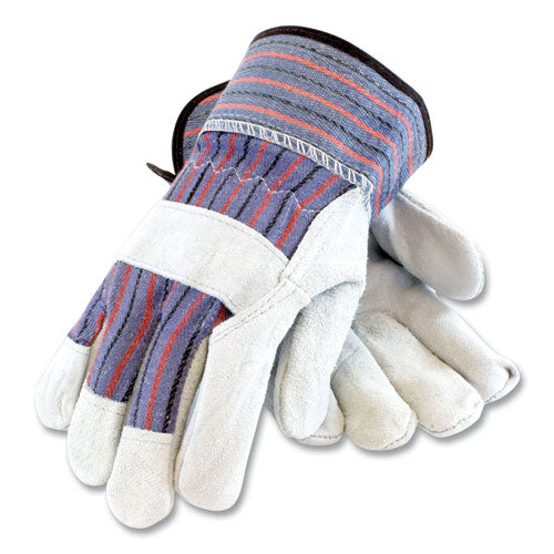 Shoulder Split Cowhide Leather Palm Gloves, B-c Grade, X-large, Blue-gray, 12 Pairs