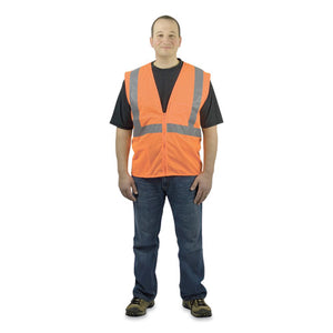 Ansi Class 2 Four Pocket Zipper Safety Vest, Polyester Mesh, Hi-viz Orange, X-large