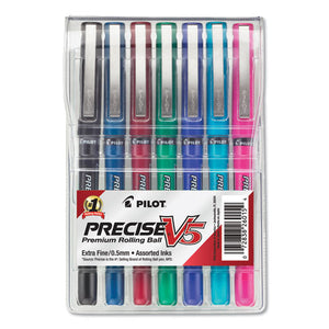 ESPIL26015 - Precise V5 Roller Ball Stick Pen, Precision Point, Assorted Ink, .5mm, 7-pack