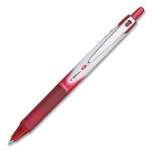 Vball Rt Liquid Ink Roller Ball Pen, Retractable, Extra-fine 0.5 Mm, Red Ink, Red-white Barrel, Dozen