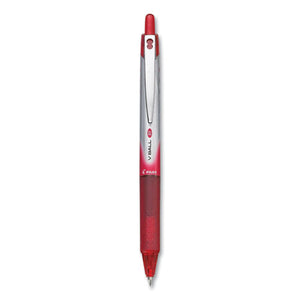 Vball Rt Liquid Ink Roller Ball Pen, Retractable, Fine 0.7 Mm, Red Ink, Red-white Barrel, Dozen