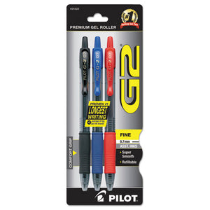 ESPIL31023 - G2 Premium Retractable Gel Ink Pen, Refillable, Assorted Ink, .7mm, 3-pack