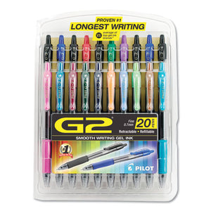 ESPIL31294 - G2 Premium Retractable Gel Ink Pen, Assorted Ink, .7mm, 20-set