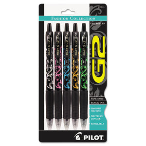 ESPIL31373 - G2 Fashion Premium Retractable Gel Ink Pen, Black Ink-asst. Barrels, .7mm, 5-set