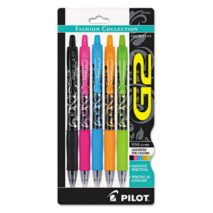 G2 Fashion Premium Retractable Gel Pen, 0.7mm, Assorted Ink-barrel, 5-set