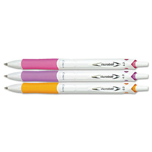 Acroball Purewhite Retractable Ballpoint Pen, 0.7mm, Black Ink, Assorted Barrel, 3-pack
