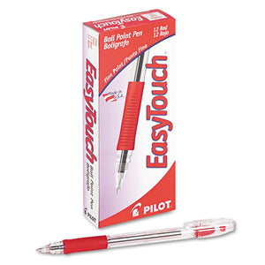 Easytouch Stick Ballpoint Pen, Fine 0.7mm, Red Ink, Clear Barrel, Dozen