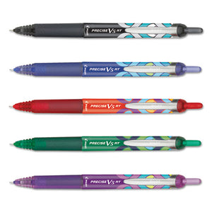 Precise V5rt Retractable Roller Ball Pen, 0.5mm, Assorted Ink-barrel, 5-set