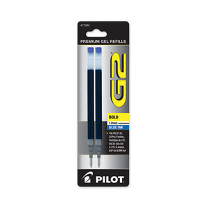 Refill For Pilot G2 Gel Ink Pens, Bold Conical Tip, Blue Ink, 2-pack