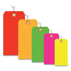 Wired Shipping Tags, 13-pt. Stock, 4.75 X 2.38, Fluorescent Yellow, 1,000-pack