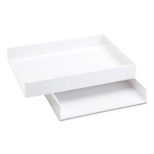 Stackable Letter Trays, 1 Section, Letter Size Files, 9.75 X 12.5 X 1.75, White, 2-pack