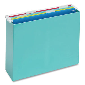 Plastic File Box, Letter Files, 3.75 X 12.25 X 9.75, Aqua