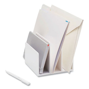 Fin Series Plastic Mail And File Organizer, 3 Sections, Letter Size Files, 6.5 X 6.4 X 5.5, White