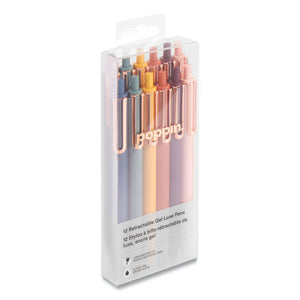Luxe Gel Pen, Retractable, Fine 0.7 Mm, Black Ink, Assorted Barrel Colors, Dozen