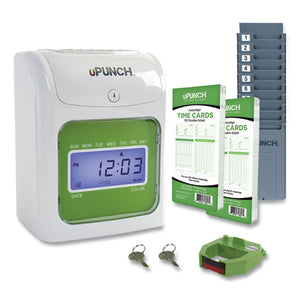 Hn1500 Electronic Non-calculating Time Clock Bundle, Lcd Display, Beige-green