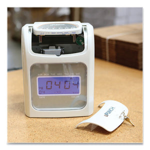 Hn2500 Electronic Calculating Time Clock Bundle, Lcd Display, Beige-gray