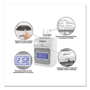 Hn2500 Electronic Calculating Time Clock Bundle, Lcd Display, Beige-gray