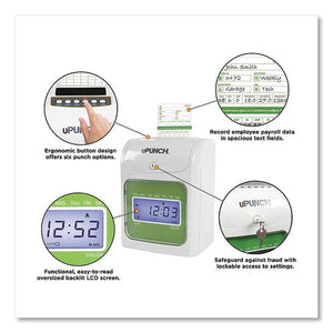Ub1000 Electronic Non-calculating Time Clock Bundle, Lcd Display, Beige-green