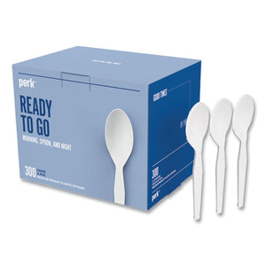 Eco-id Mediumweight Compostable Cutlery, Teaspoon, White, 300-pack