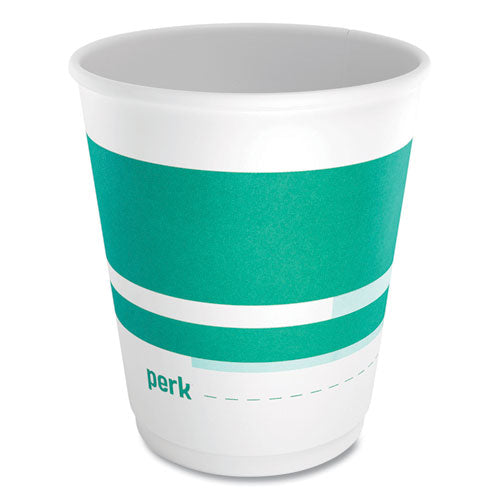 Insulated Paper Hot Cups, 10 Oz, White-teal, 40-pack