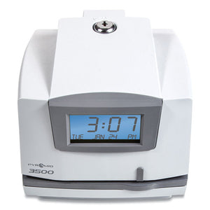 3500 Time Clock And Document Stamp, Lcd Display, Light Gray-charcoal