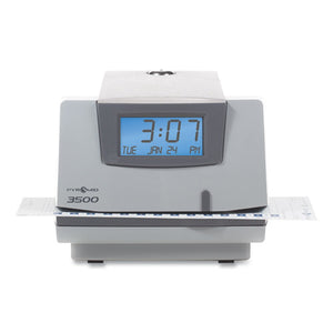 3500 Time Clock And Document Stamp, Lcd Display, Light Gray-charcoal