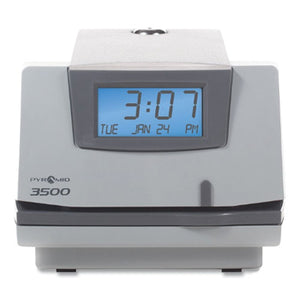 3500 Time Clock And Document Stamp, Lcd Display, Light Gray-charcoal