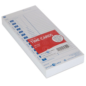 Time Clock Cards For Pyramid Technologies 3000, One Side, 4 X 9, 100-pack