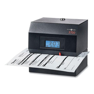 3700 Heavy-duty Time Clock And Document Stamp, Lcd Display, Black