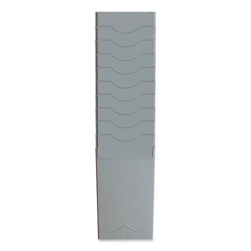 Time Card Rack, 10 Pockets, Plastic, Light Gray