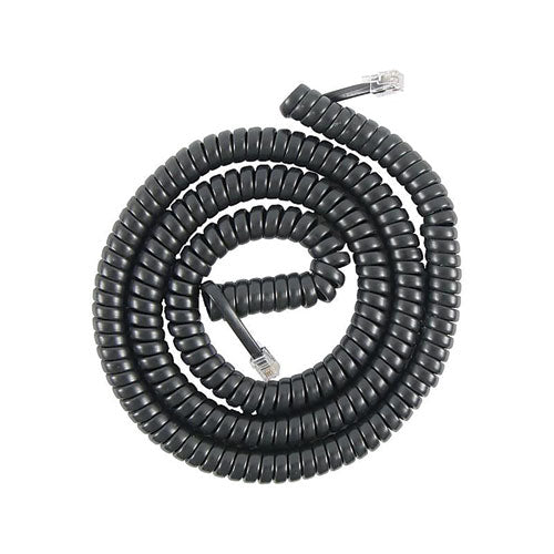 Coiled Telephone Cord, Plug-plug, 25 Ft, Black