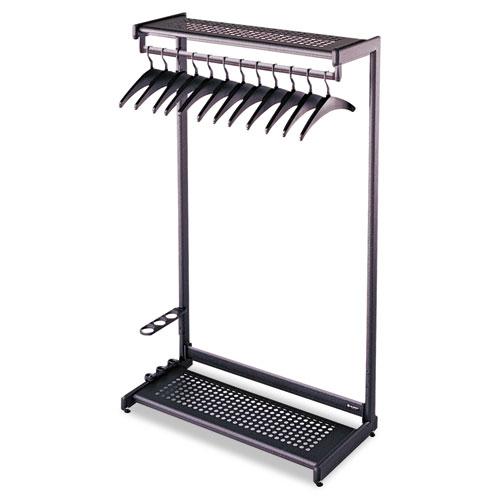ESQRT20222 - Single-Side, Garment Rack W-two Shelves, Eight Hangers, Steel, 24" Wide, Black