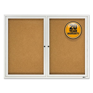 ESQRT2124 - Enclosed Cork Bulletin Board, Cork-fiberboard, 48" X 36", Silver Aluminum Frame