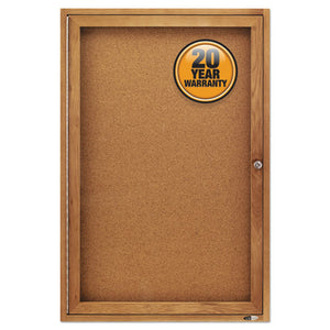 ESQRT363 - Enclosed Bulletin Board, Natural Cork-fiberboard, 24 X 36, Oak Frame