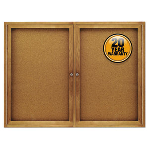 ESQRT364 - Enclosed Bulletin Board, Natural Cork-fiberboard, 48 X 36, Oak Frame