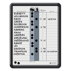 ESQRT750 - Employee In-out Board, Porcelain, 11 X 14, Gray, Black Plastic Frame