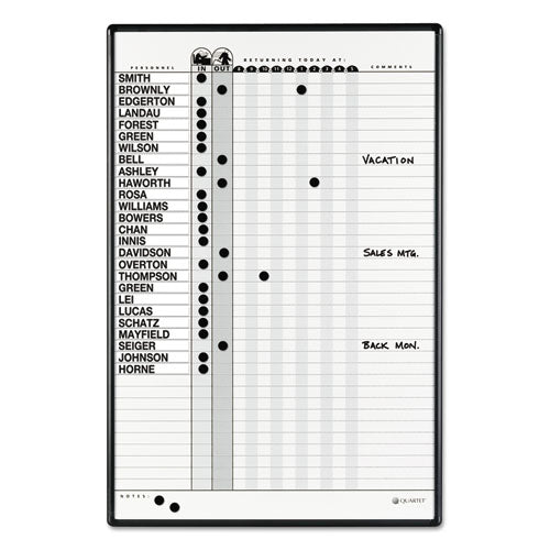 ESQRT783G - Magnetic Employee In-out Board, Porcelain, 24 X 36, Gray-black Aluminum Frame